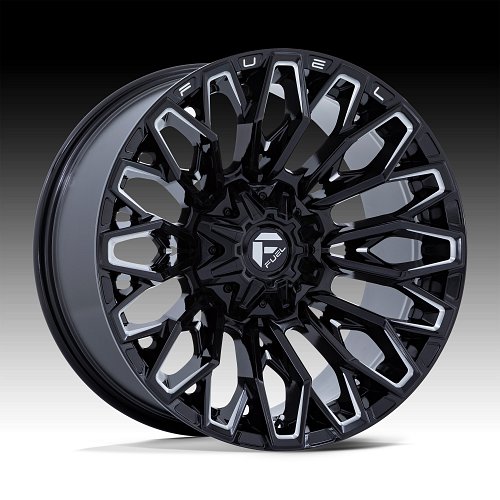 Fuel Strike FC865BE Gloss Black Milled Custom Truck Wheels 1